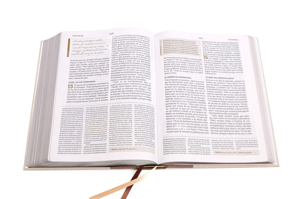 RVR 1960 Biblia de estudio Spurgeon, marrón claro, tela - Pura Vida Books