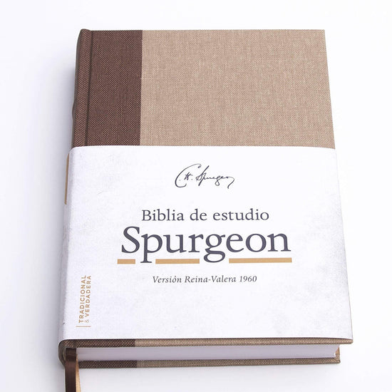 RVR 1960 Biblia de estudio Spurgeon, marrón claro, tela - Pura Vida Books