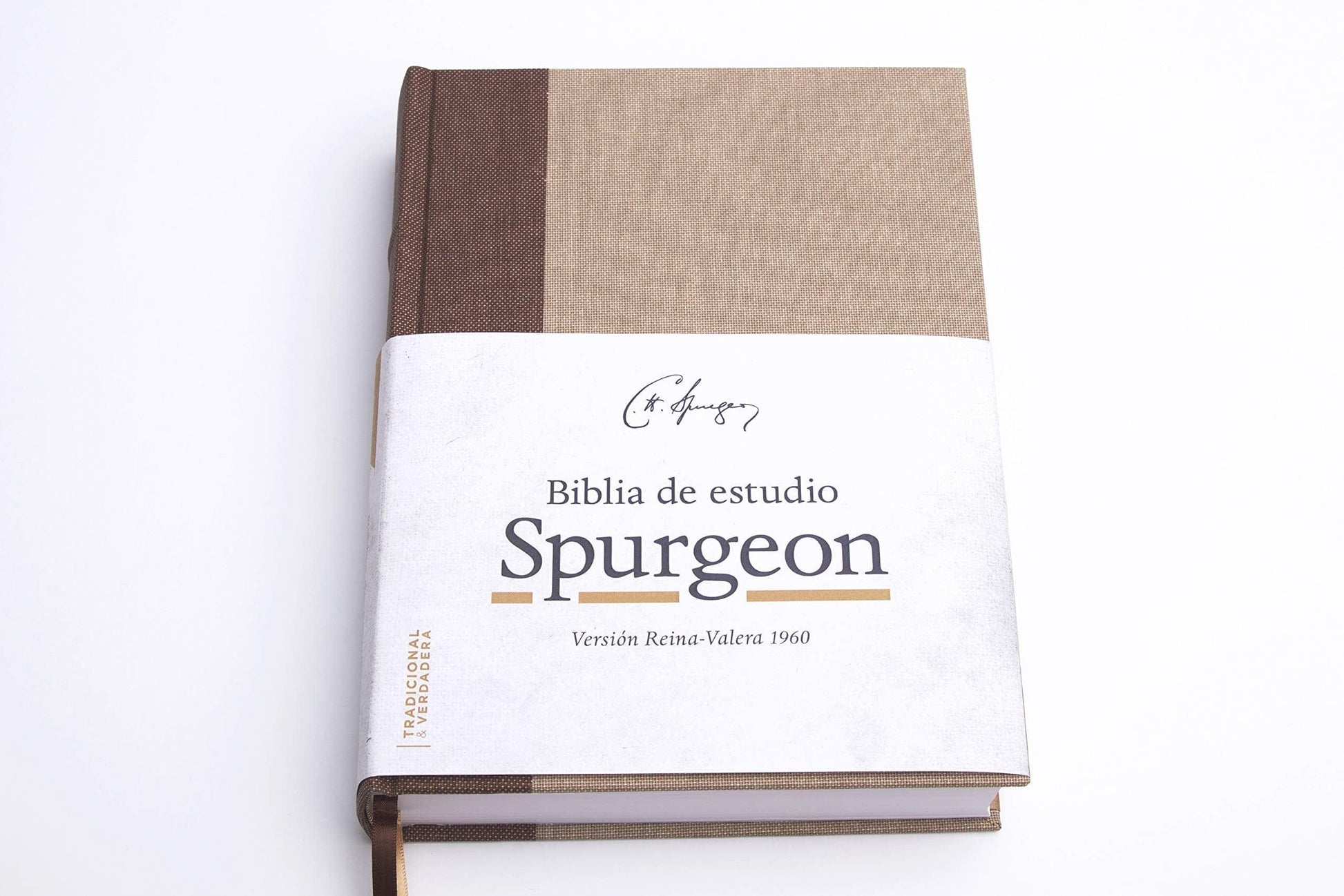 RVR 1960 Biblia de estudio Spurgeon, marrón claro, tela - Pura Vida Books