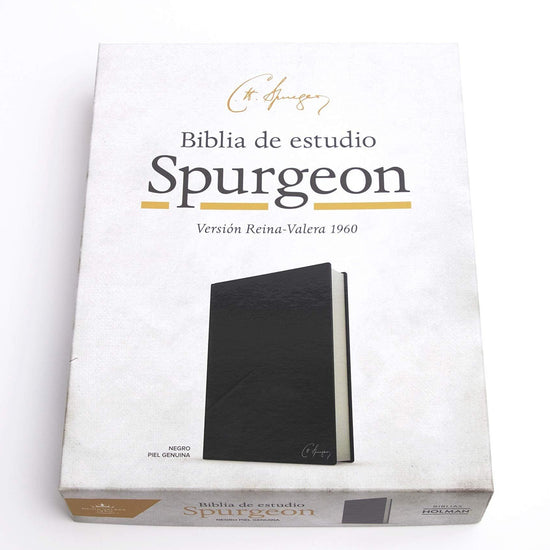 RVR 1960 Biblia de estudio Spurgeon, negro piel genuina - Pura Vida Books