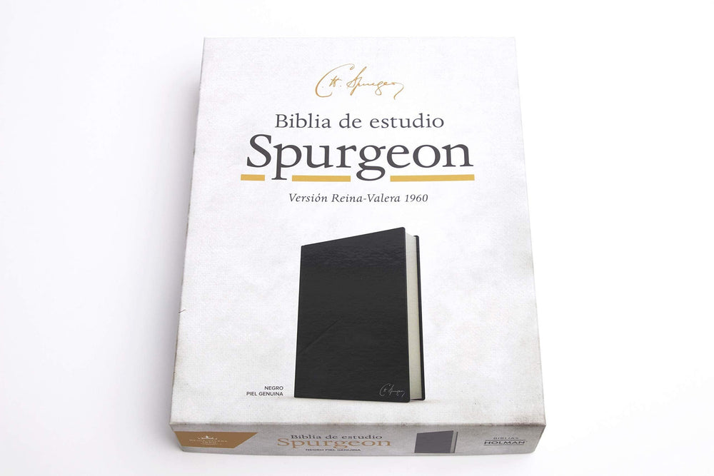 RVR 1960 Biblia de estudio Spurgeon, negro piel genuina - Pura Vida Books