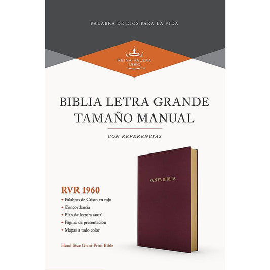 RVR 1960 Biblia letra grande tamaño manual, borgoña imitación piel - Pura Vida Books