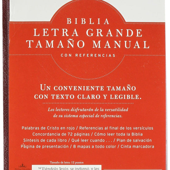 RVR 1960 Biblia Letra Grande Tamaño Manual, Borgoña Imitación piel - Pura Vida Books