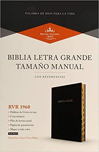 RVR 1960 Biblia letra grande tamaño manual, negro imitación piel con índice - Pura Vida Books