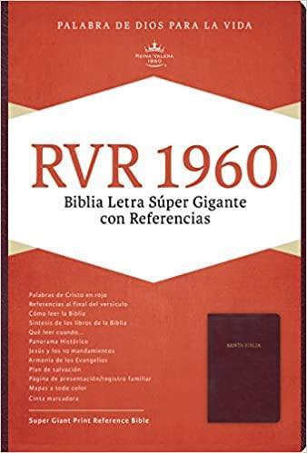 RVR 1960 Biblia Letra Súper Gigante, Borgoña Imitación Piel con índice - Pura Vida Books