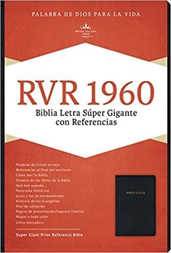 RVR 1960 Biblia Letra Súper Gigante, negro imitación piel con índice - Pura Vida Books