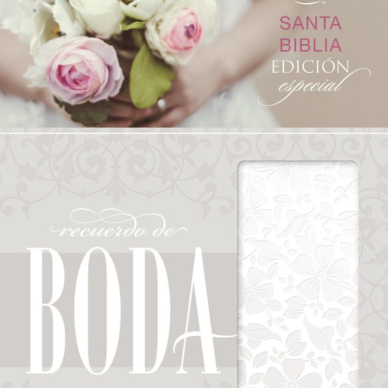 RVR 1960 Biblia Recuerdo de Boda, blanco floral símil piel - Pura Vida Books