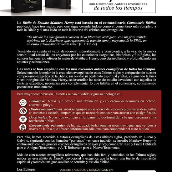 RVR Biblia de Estudio Matthew Henry, Leathersoft, Negro - Pura Vida Books