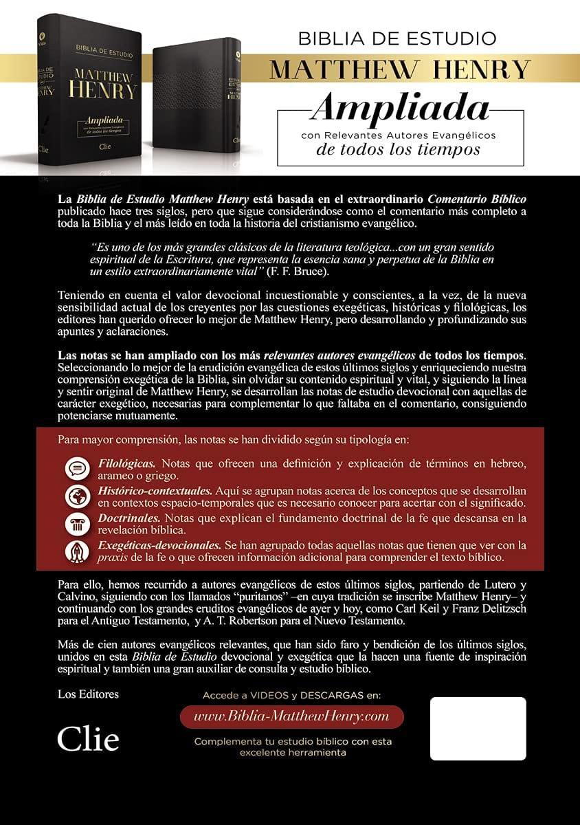 RVR Biblia de Estudio Matthew Henry, Leathersoft, Negro - Pura Vida Books