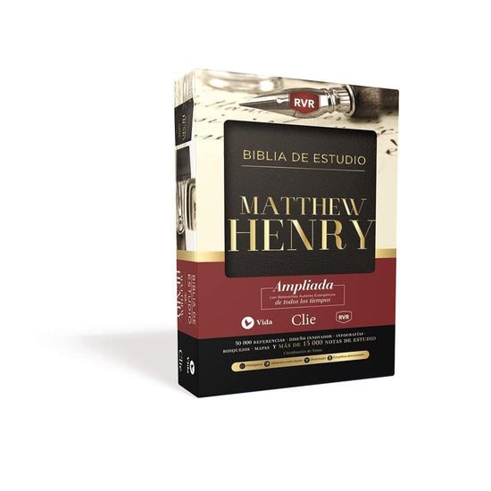 RVR Biblia de Estudio Matthew Henry, Leathersoft, Negro - Pura Vida Books