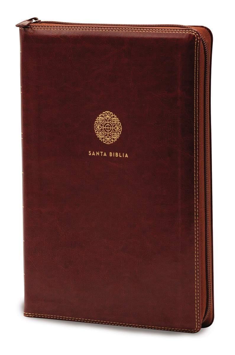 RVR60 Santa Biblia Letra Supergigante, Leathersoft, Café c/Cierre - Pura Vida Books