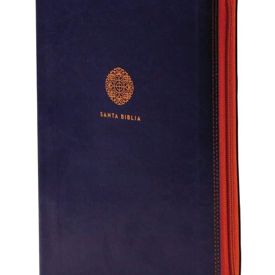 RVR60 Santa Biblia Letra Supergigante, Leathersoft c/Cierre, Azul - Pura Vida Books