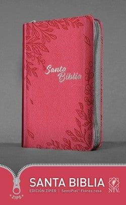 Santa Biblia NTV, Edición zíper - Flores rosa - Pura Vida Books