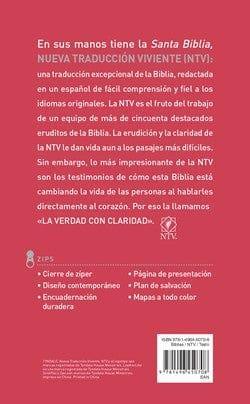 Santa Biblia NTV, Edición zíper - Flores rosa - Pura Vida Books