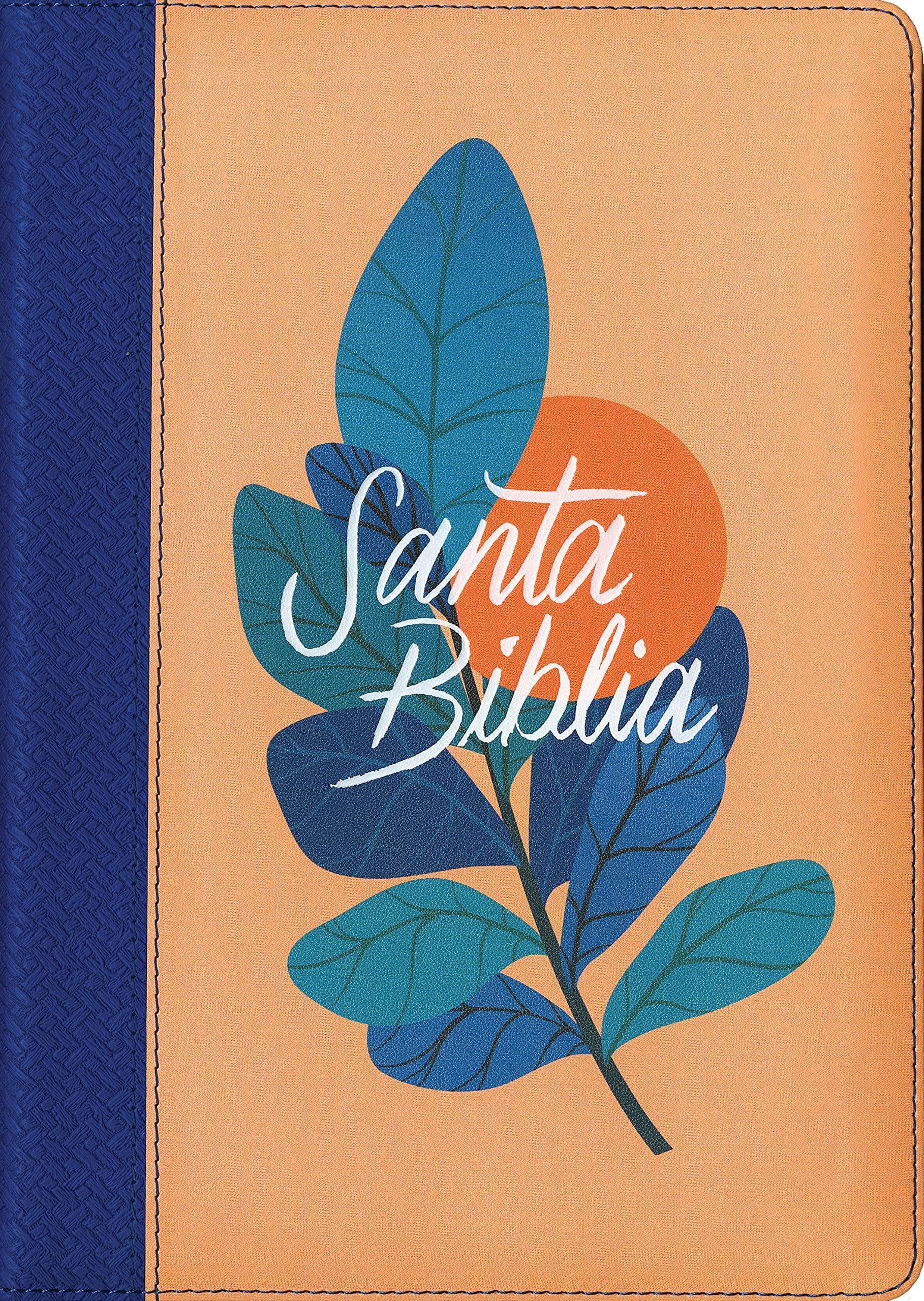 Santa Biblia RVR60, Edición zíper con referencias, letra grande, SentiPiel, Coral/Azul - Pura Vida Books