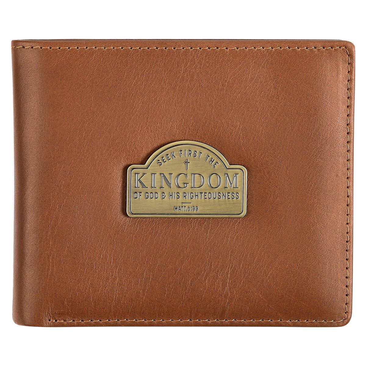 Seek First the Kingdom Saddle Tan Genuine Leather Wallet - Pura Vida Books