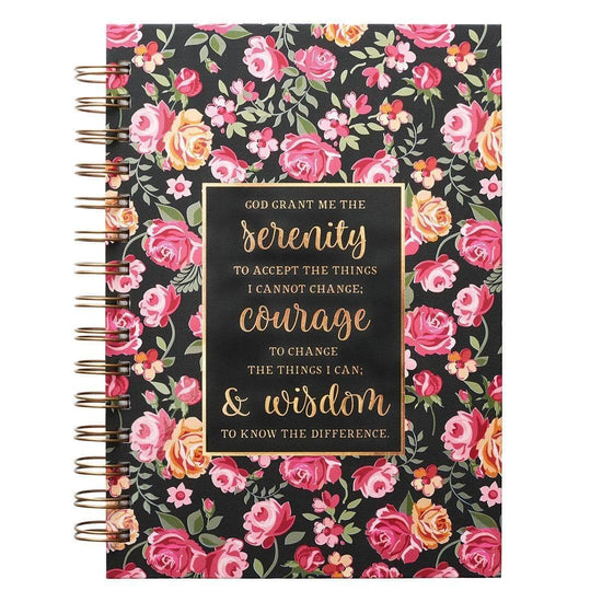 Serenity Prayer Floral Hardcover Wirebound Journal - Pura Vida Books