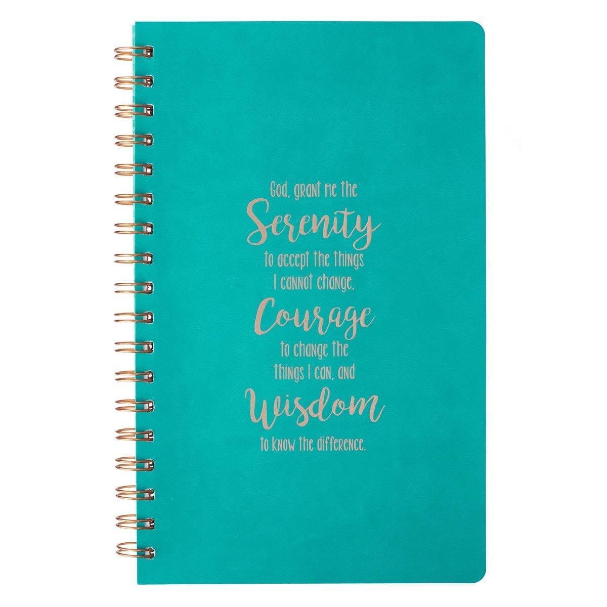 Serenity Prayer Large LuxLeather Wirebound Journal in Teal - Pura Vida Books