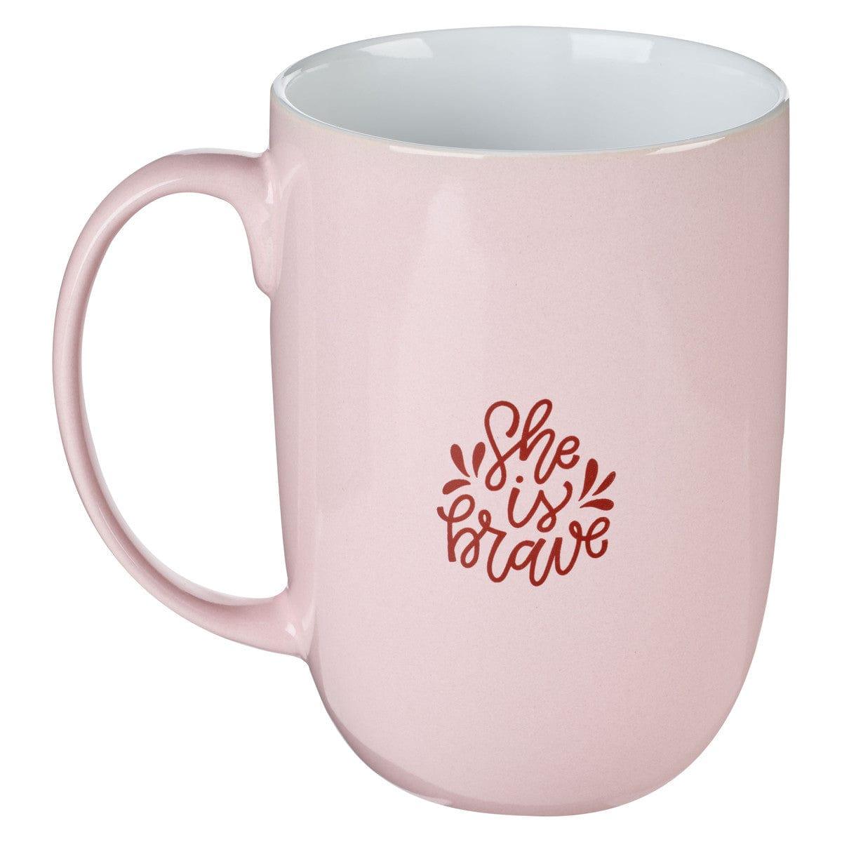 She is Brave Pink Ceramic Coffee Mug - Pura Vida Books