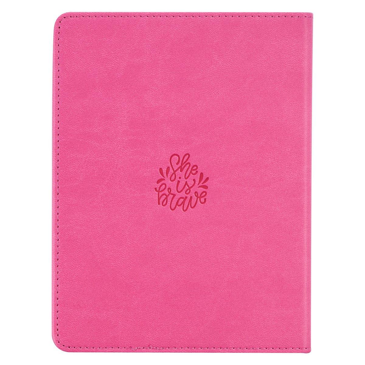 She is Brave Pink Faux Leather Handy-size Journal - Pura Vida Books