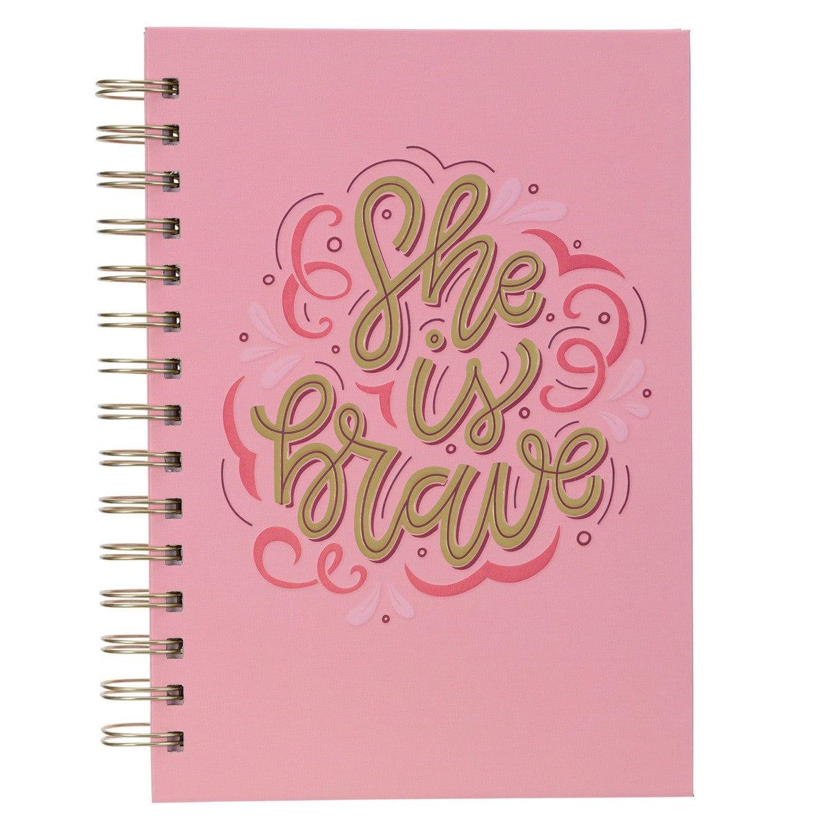 She is Brave Pink Wirebound Journal - Pura Vida Books