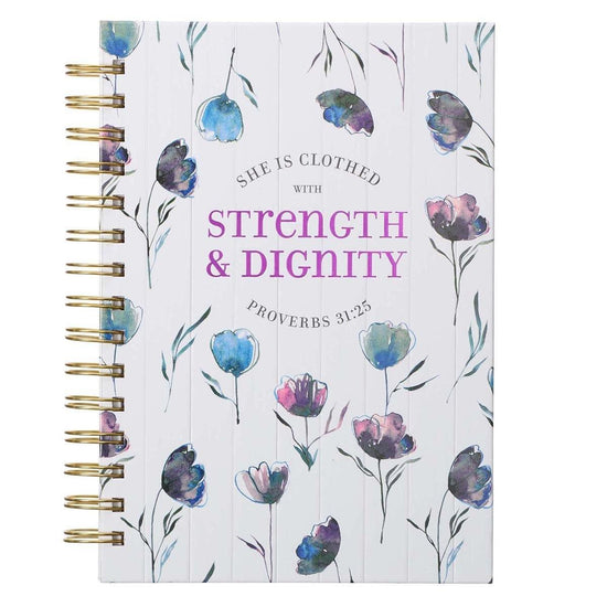 She Is Clothed With Strength & Dignity Large Wirebound Journal - Proverbs 31:25 - Pura Vida Books