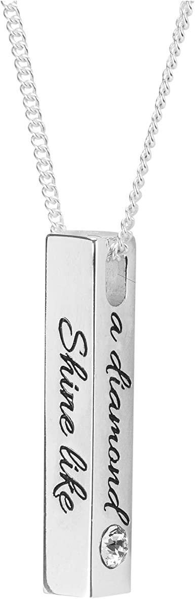 Shine Like A Diamond 18 Inch Vertical Bar Silver Plated Pendant Necklace - Pura Vida Books