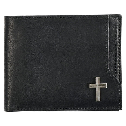 Silver Cross Black Genuine Leather Wallet - Pura Vida Books