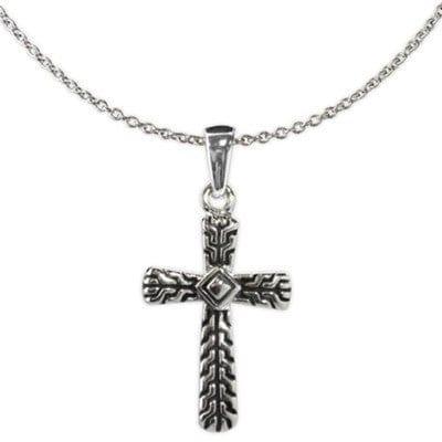 Silver with Black Outline Accents Cross Necklace - Pura Vida Books