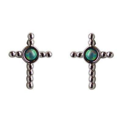 Small Cross Post Earrings, Royal Blue and Gray - Pura Vida Books