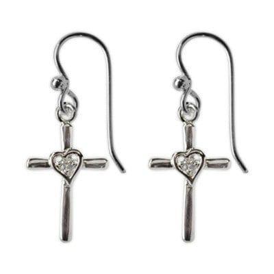 Small Cross with Open Heart Earrings - Pura Vida Books