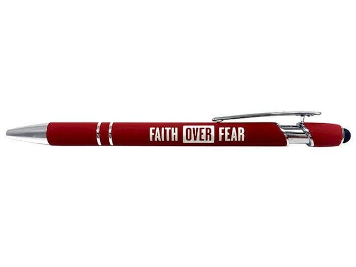 Soft Touch Gift Pen-Faith Over Fear-Red - Pura Vida Books