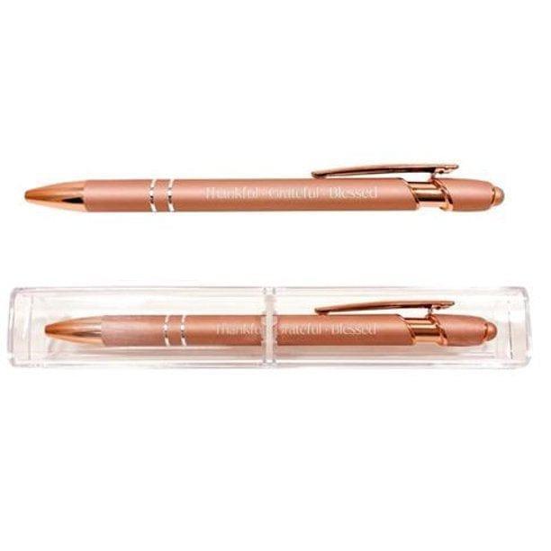 Soft Touch Gift Pen - Thankful Grateful Blessed - Rose Gold - Pura Vida Books