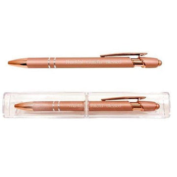 Soft Touch Gift Pen - Thankful Grateful Blessed - Rose Gold - Pura Vida Books