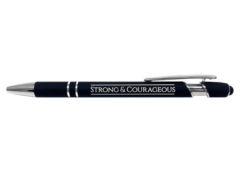Soft Touch Gift Pen - Touch Strong & Courageous - Black - Pura Vida Books