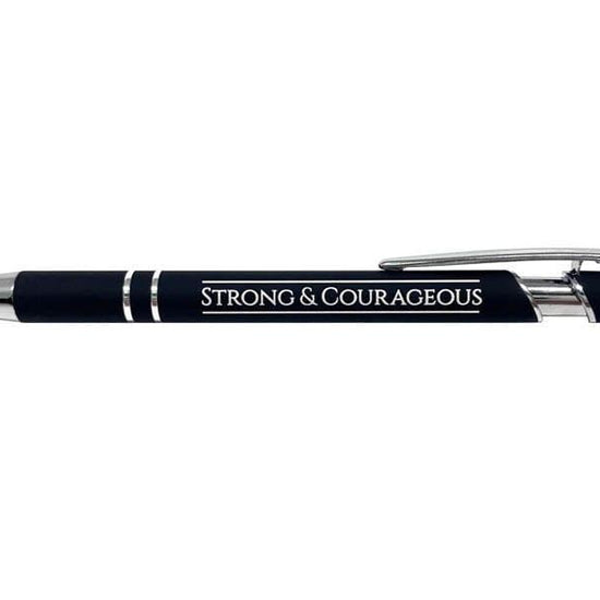 Soft Touch Gift Pen - Touch Strong & Courageous - Black - Pura Vida Books