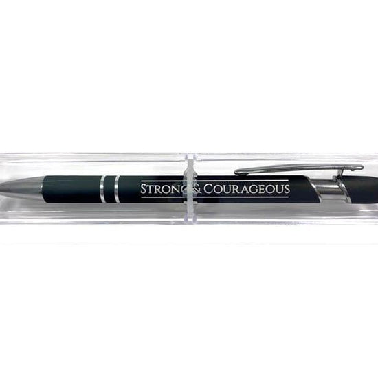 Soft Touch Gift Pen - Touch Strong & Courageous - Black - Pura Vida Books