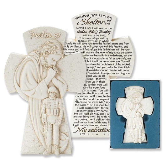 Soldier Praying Jesus Cross Figurine - Pura Vida Books