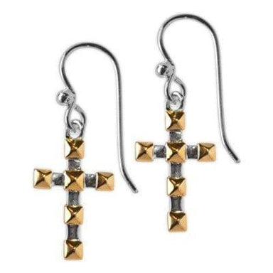 Square Cross, Silver with Gold Accent Square, Earrings - Pura Vida Books