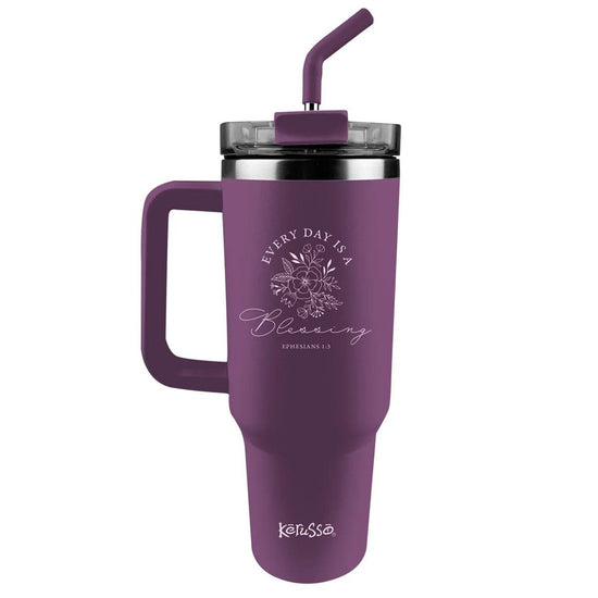 Stainless Steel Mug With Straw Blessing - Pura Vida Books