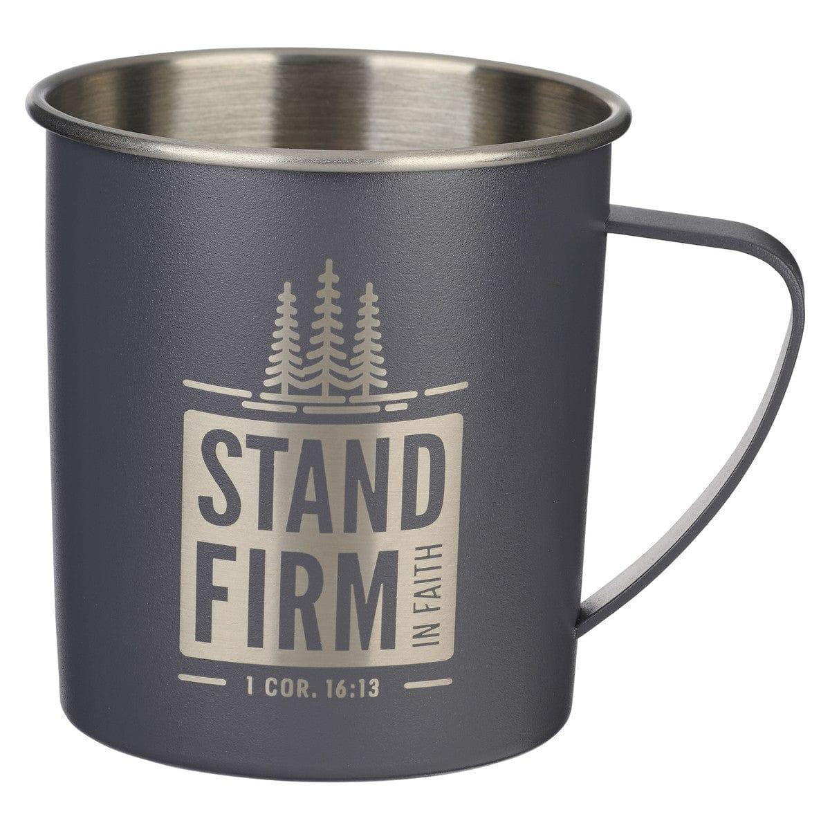 Stand Firm Anchor Gray Camp-style Stainless Steel Mug - 1 Corinthians 16:13 - Pura Vida Books