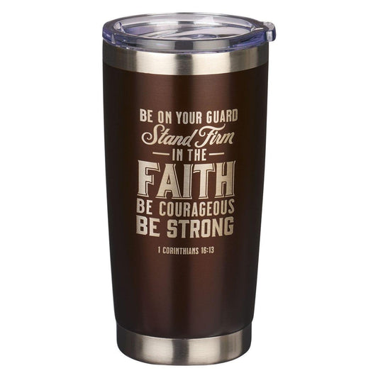 Stand Firm Brown Stainless Steel Mug - 1 Corinthians 16:13 - Pura Vida Books