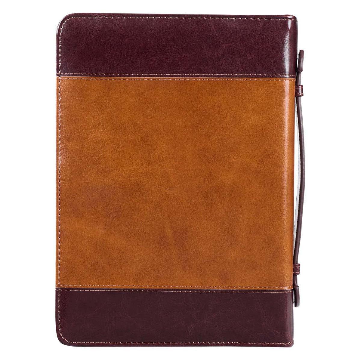 Stand Firm Two-tone Brown Faux Leather Classic Bible Cover - 1 Corinthians 16:13 - Pura Vida Books