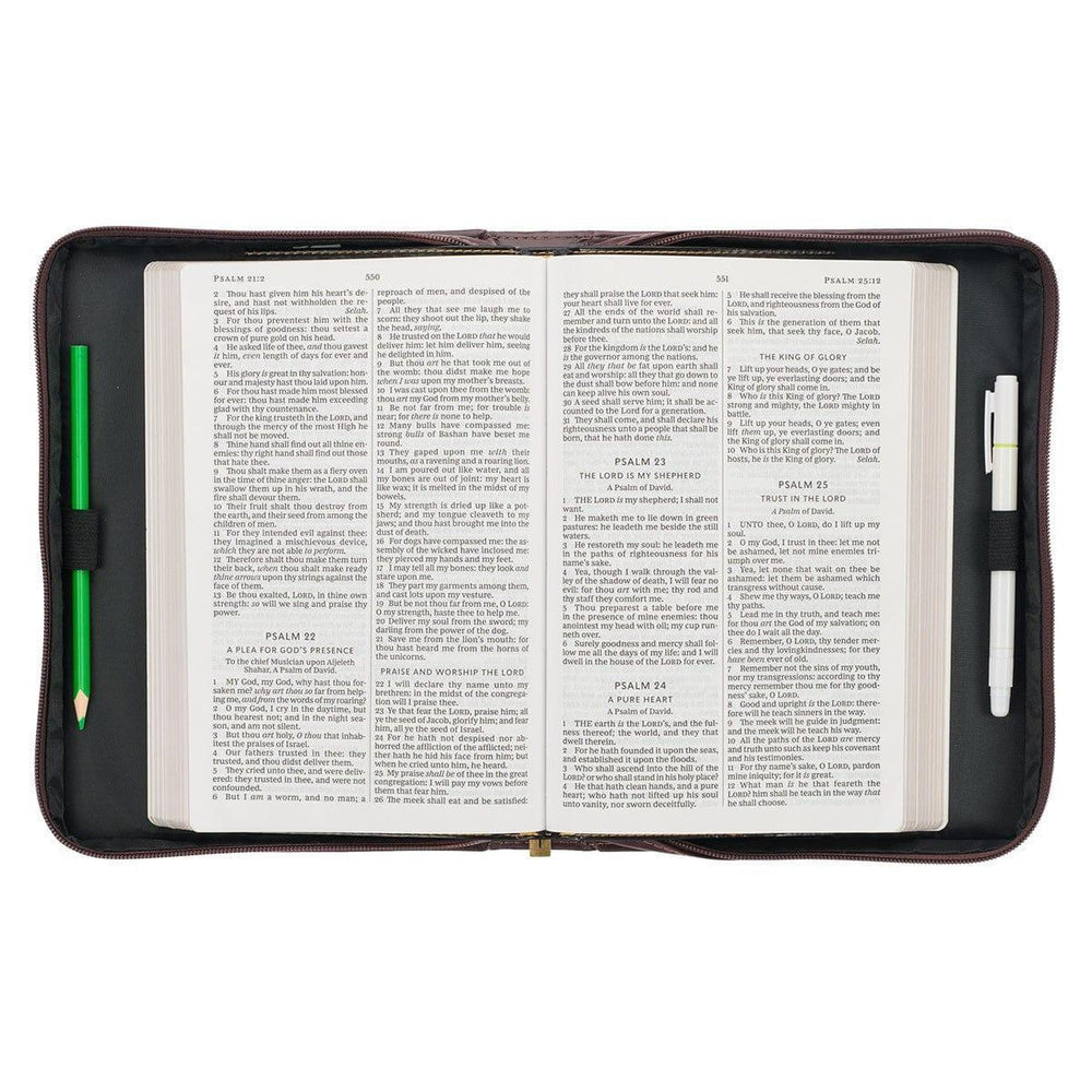 Stand Firm Two-tone Brown Faux Leather Classic Bible Cover - 1 Corinthians 16:13 - Pura Vida Books