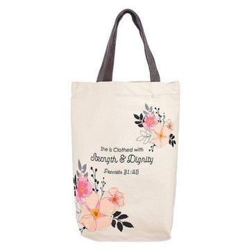 Strength & Dignity Canvas Tote Bag – Proverbs 31:25 - Pura Vida Books