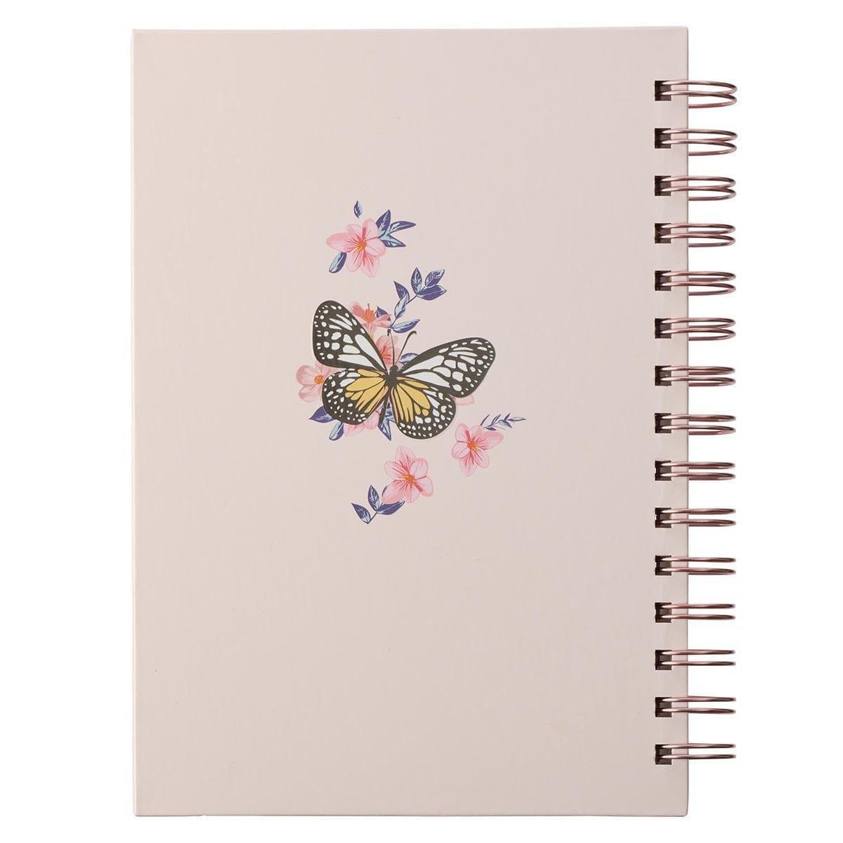 Strength & Dignity Pink Butterfly Garden Large Wirebound Journal - Proverbs 31:25 - Pura Vida Books