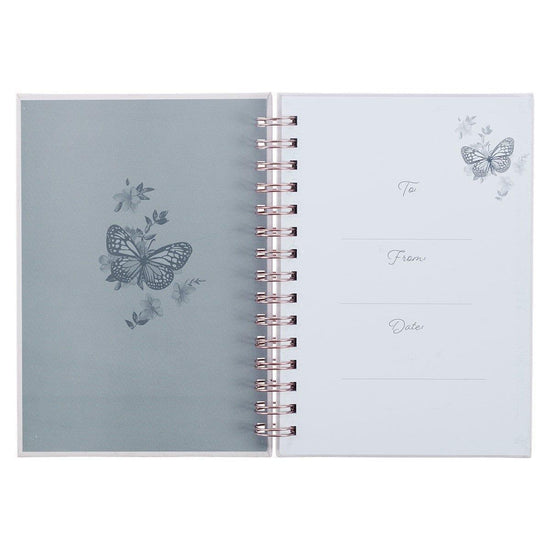 Strength & Dignity Pink Butterfly Garden Large Wirebound Journal - Proverbs 31:25 - Pura Vida Books