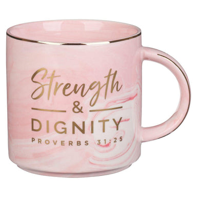 Strength and Dignity Pink Marbled Ceramic Coffee Mug - Pura Vida Books