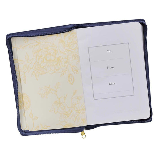 Strength & Dignity Zippered Faux Leather Journal in Navy - Pura Vida Books