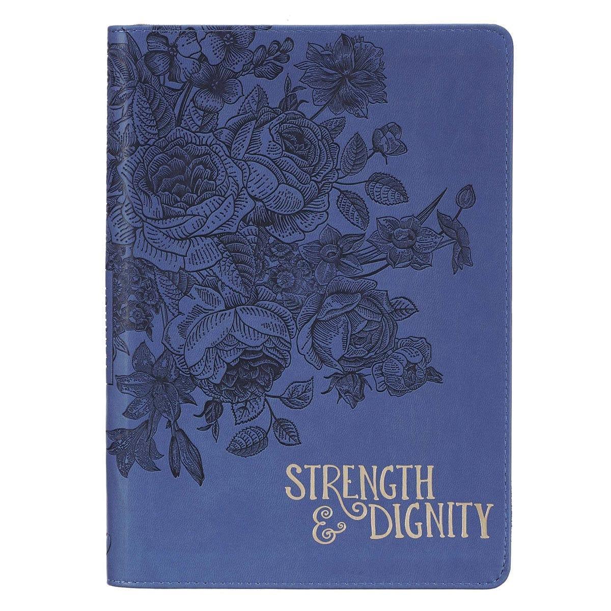 Strength & Dignity Zippered Faux Leather Journal in Navy - Pura Vida Books